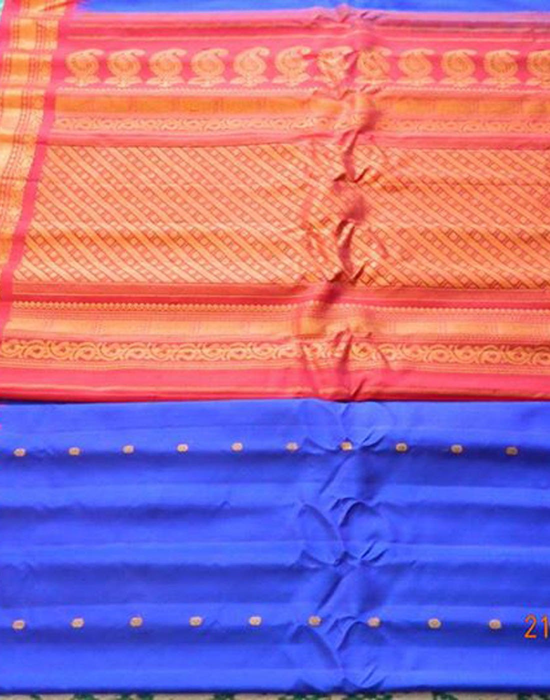 Ink Blue Gadwal Silk Saree