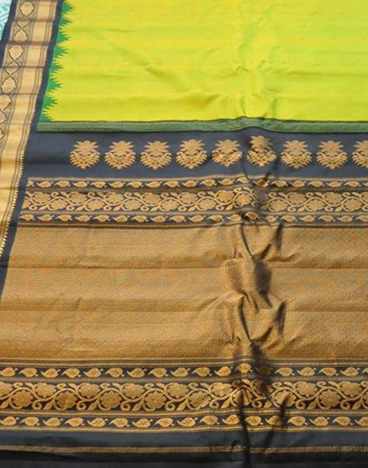 Pista Green Gadwal Silk Saree