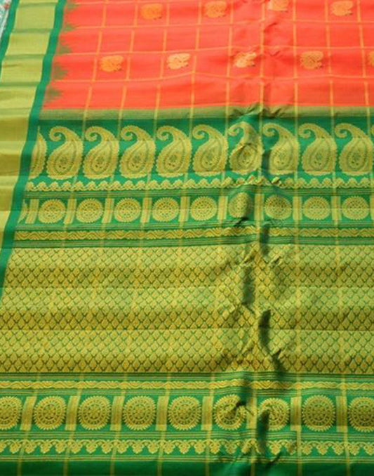 Orange Gadwal Silk Saree