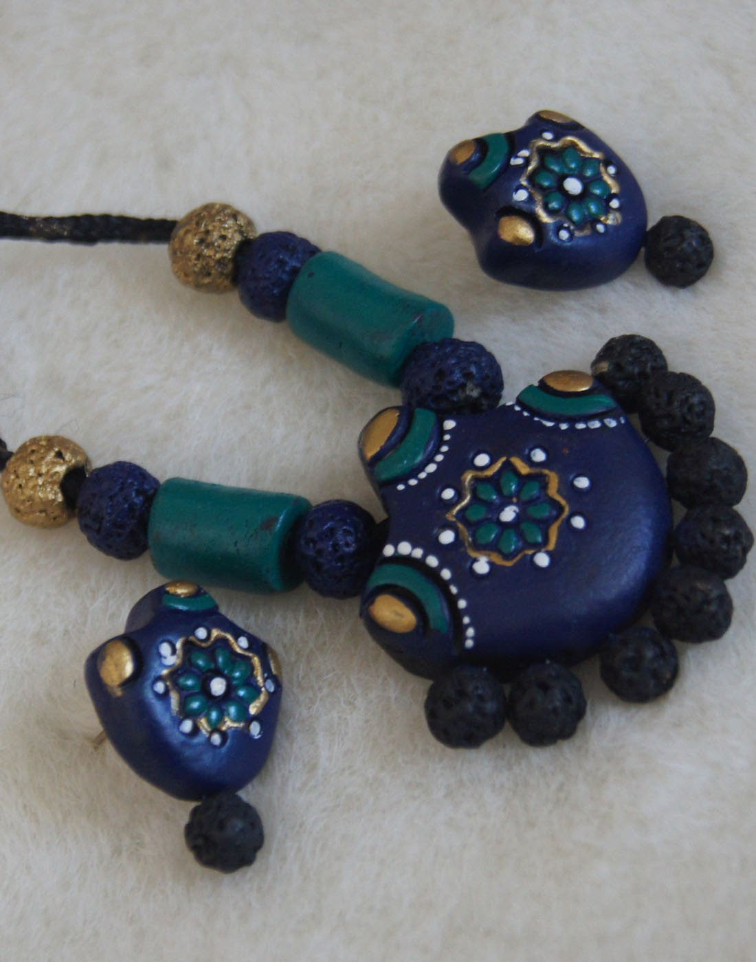 Handcrafted Terracotta necklace with Jhumkas