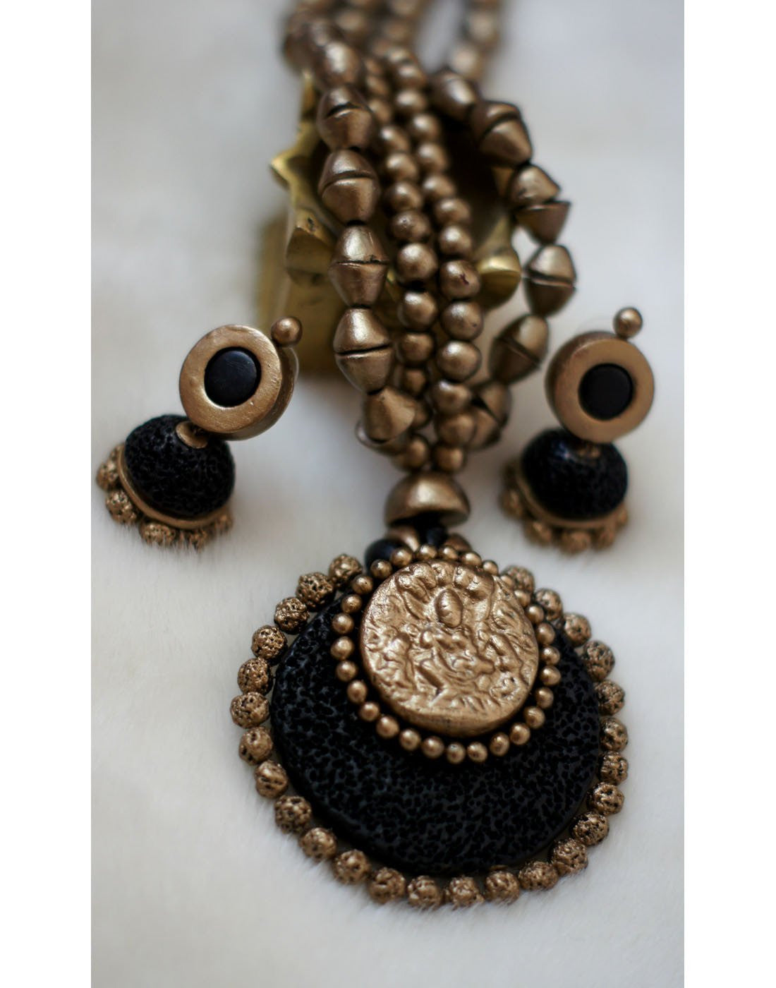 Handcrafted Terracotta necklace with Jhumkas