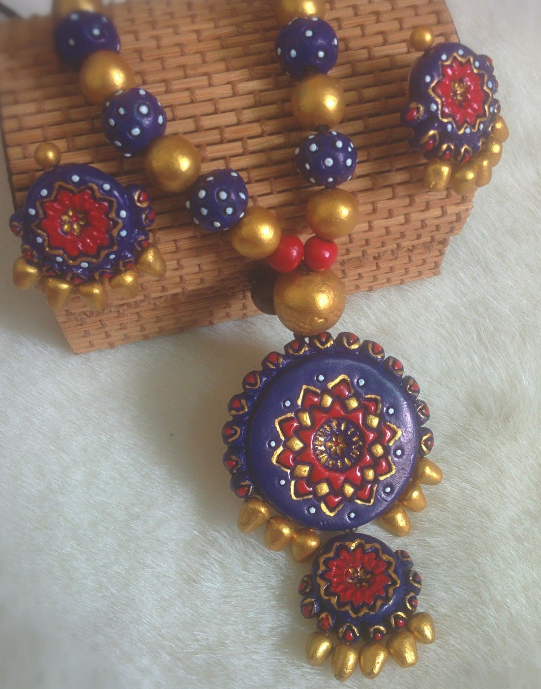 Handcrafted Terracotta necklace with Jhumkas