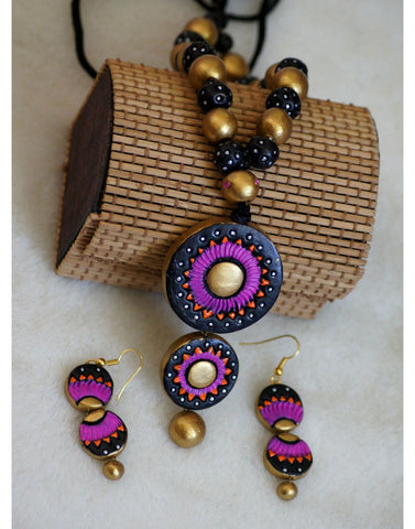 Handcrafted Terracotta necklace with Jhumkas