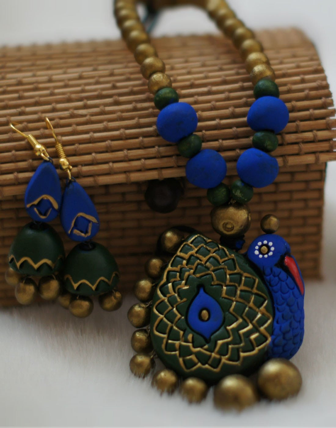 Handcrafted Terracotta necklace with Jhumkas