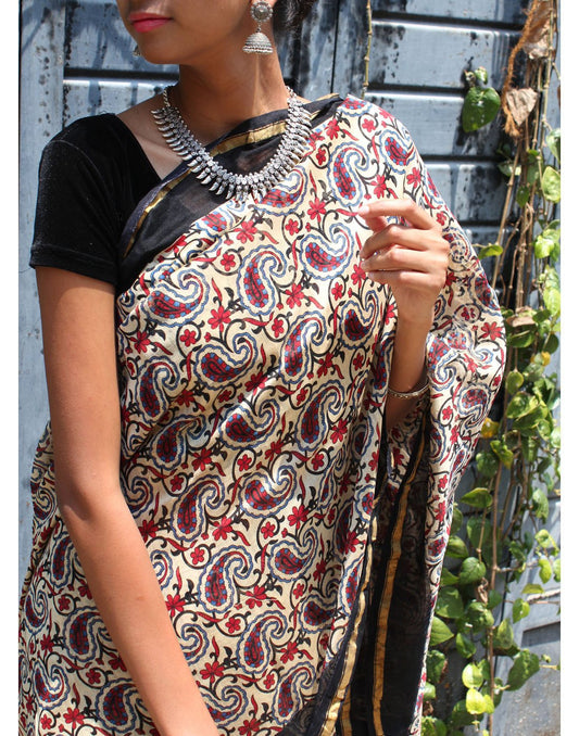 Bagru Woven Chanderi Saree