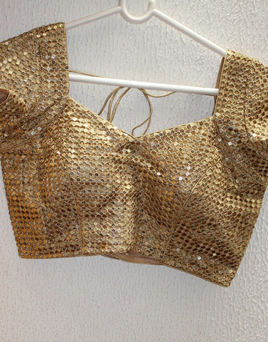 Gold Netted Blouse With Embroidery