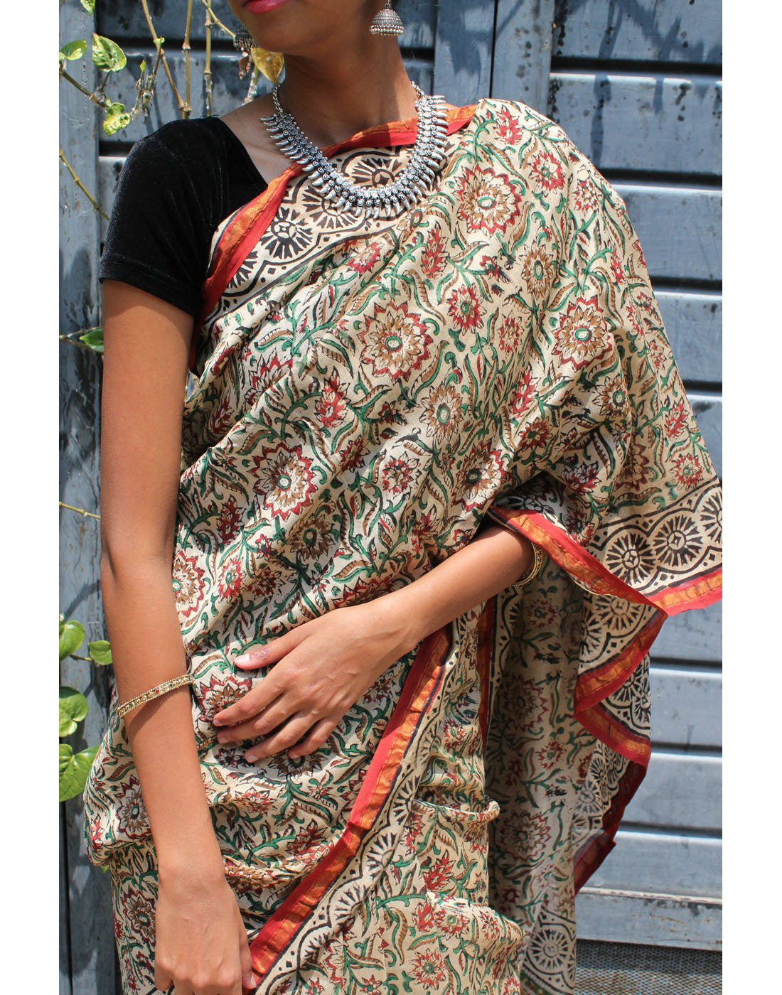 Bagru Woven Chanderi Saree