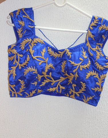 Blue Blouse With Floral Embroidery