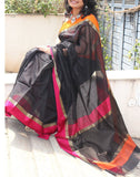 Charcoal Black Maheshwari handwoven saree