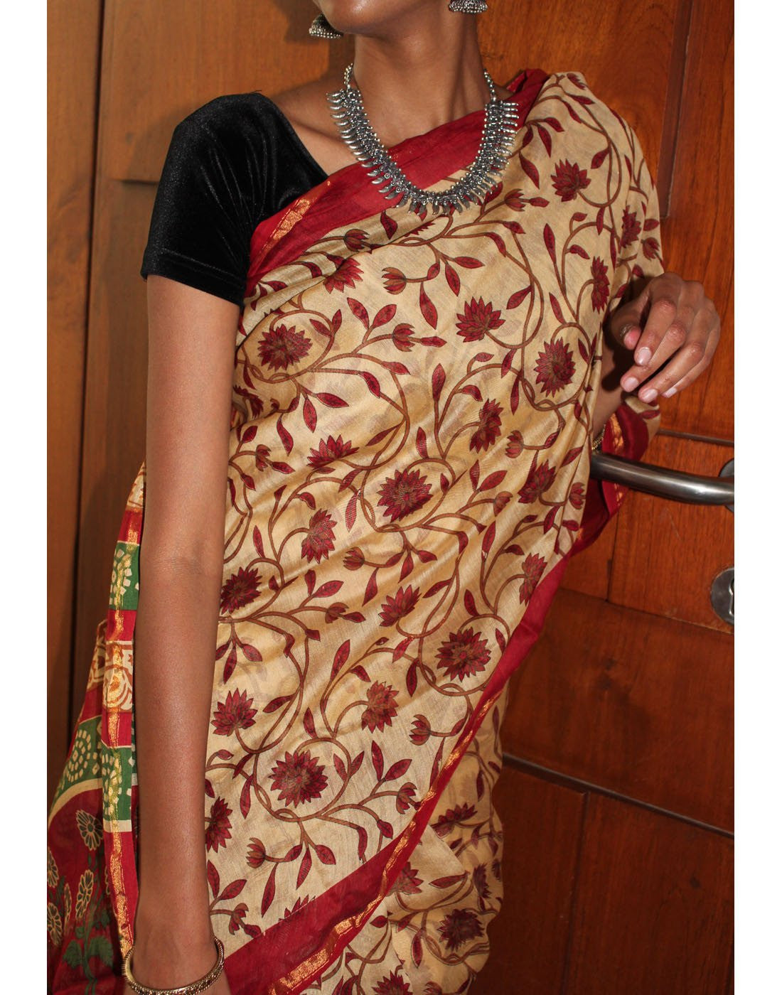 Bagru Woven Chanderi Saree