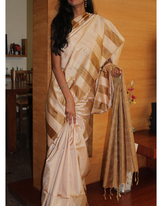 Cream Bendex Silk Saree