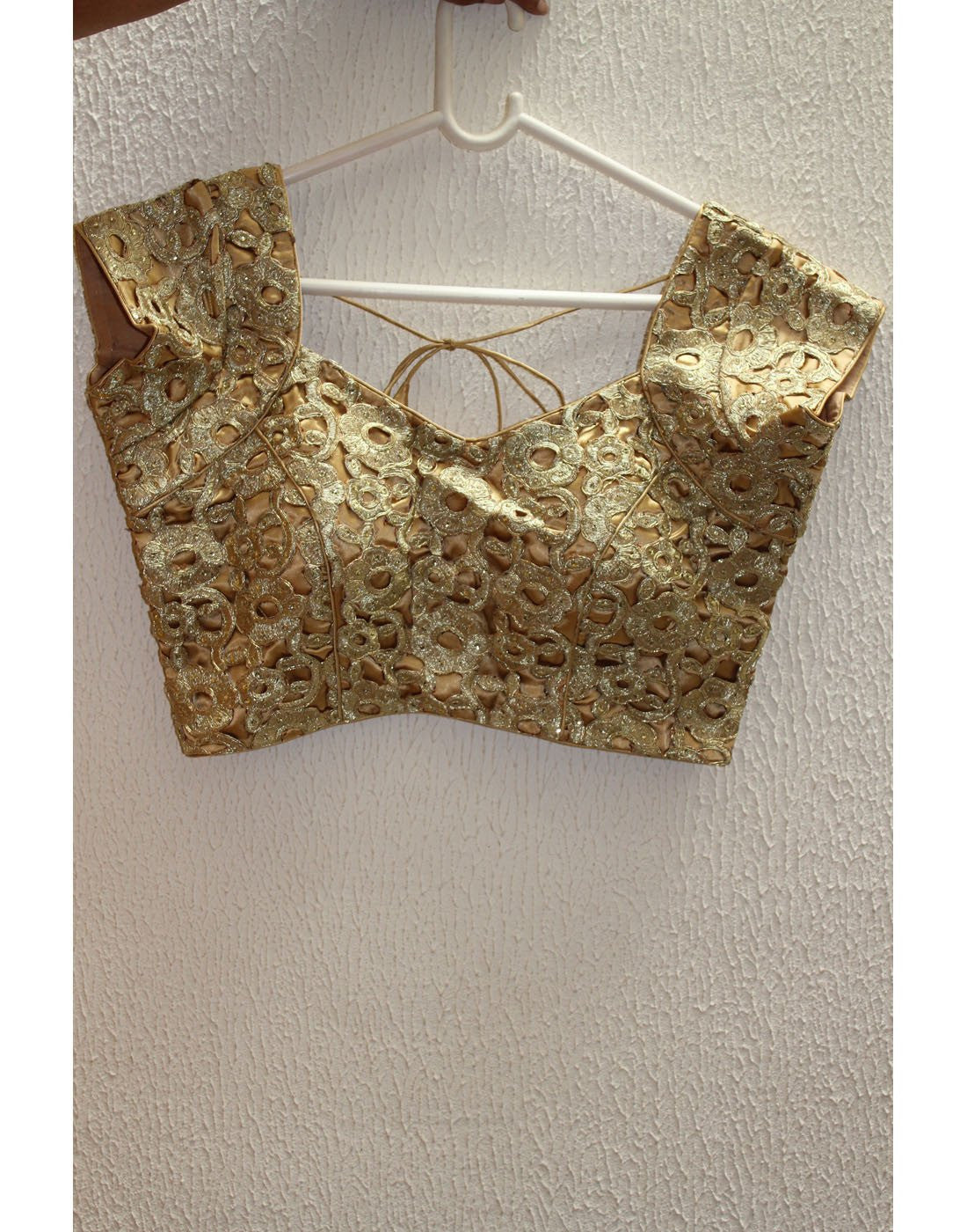 Gold Blouse With Floral Embroidery