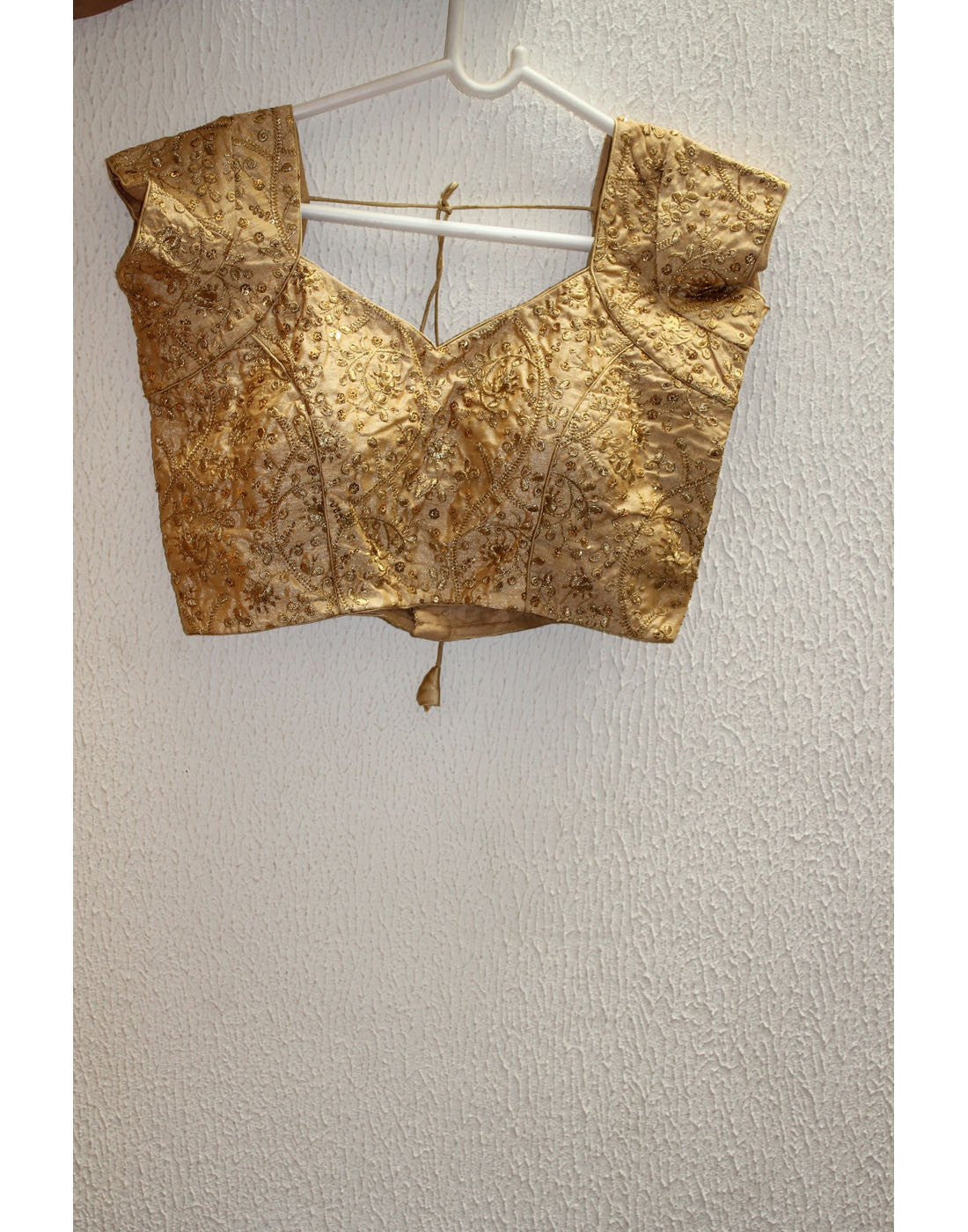 Gold Blouse With Floral Embroidery