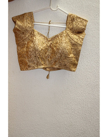 Gold Blouse With Floral Embroidery