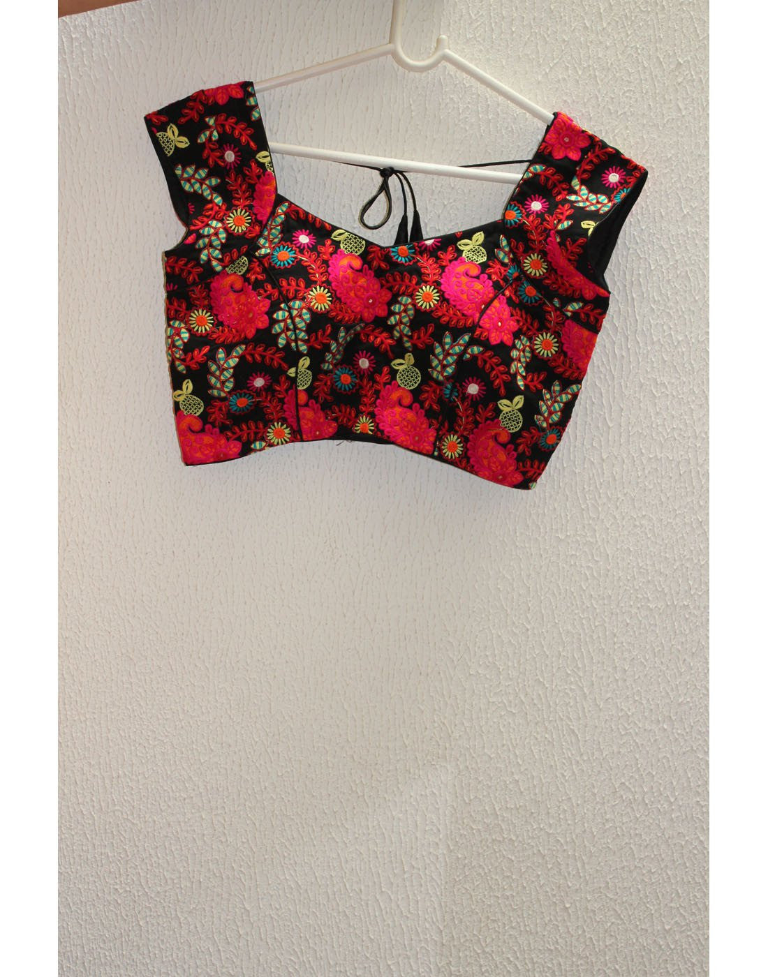 Black Blouse With Floral Embroidery