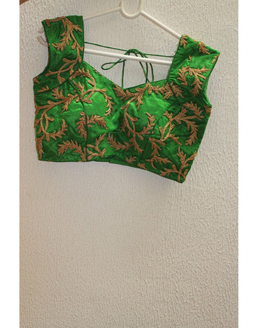 Green Blouse With Floral Embroidery