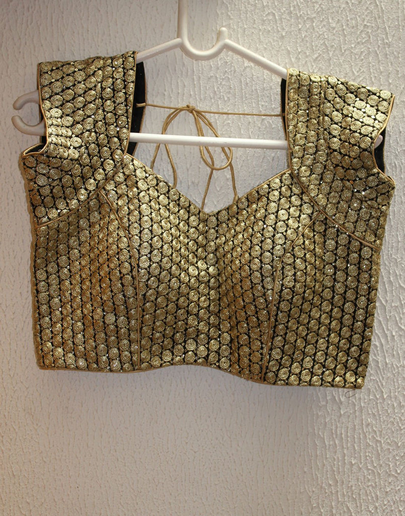 Gold Netted Blouse With self Embroidery