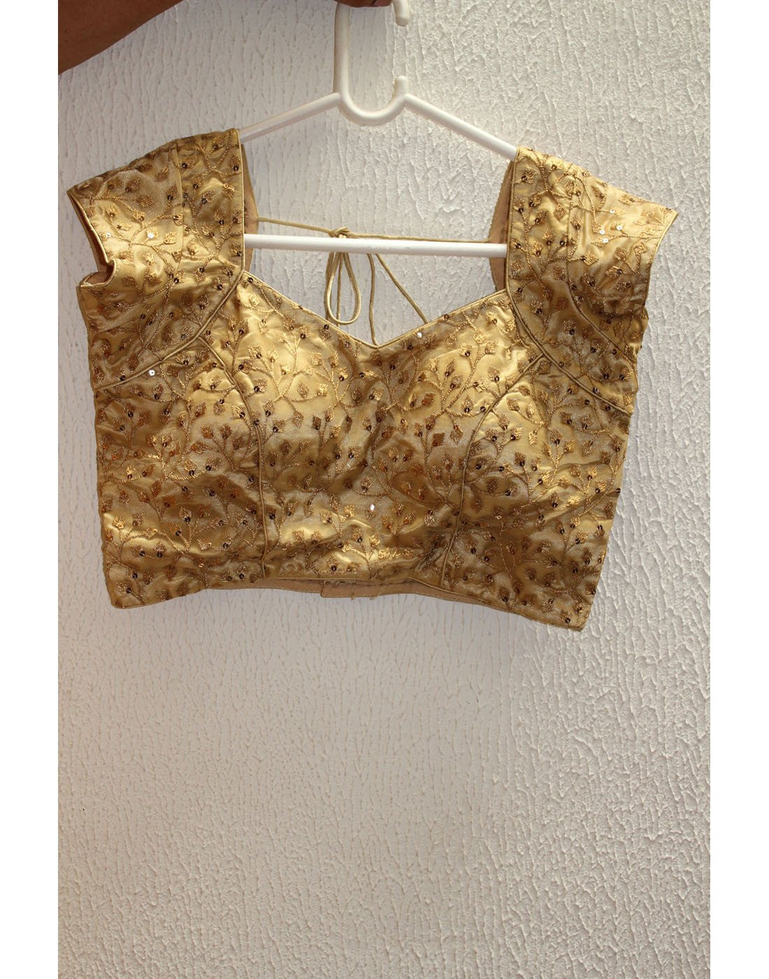 Gold Netted Blouse With self Embroidery