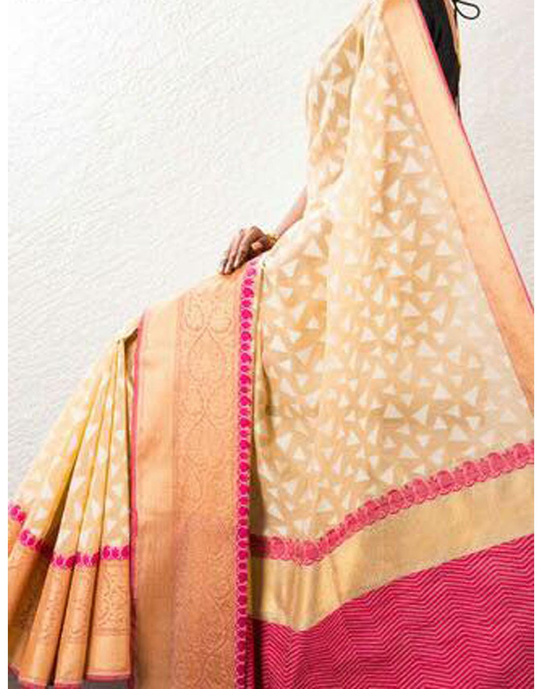 Cream Banaras Handloom Saree