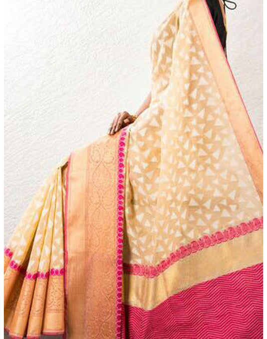 Cream Banaras Handloom Saree