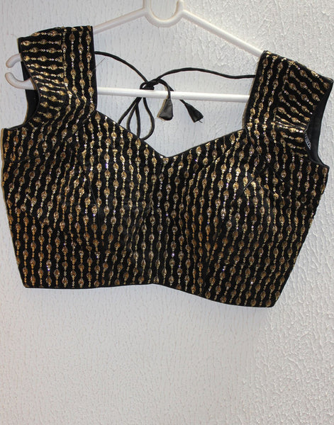 Black Netted Blouse With self Embroidery