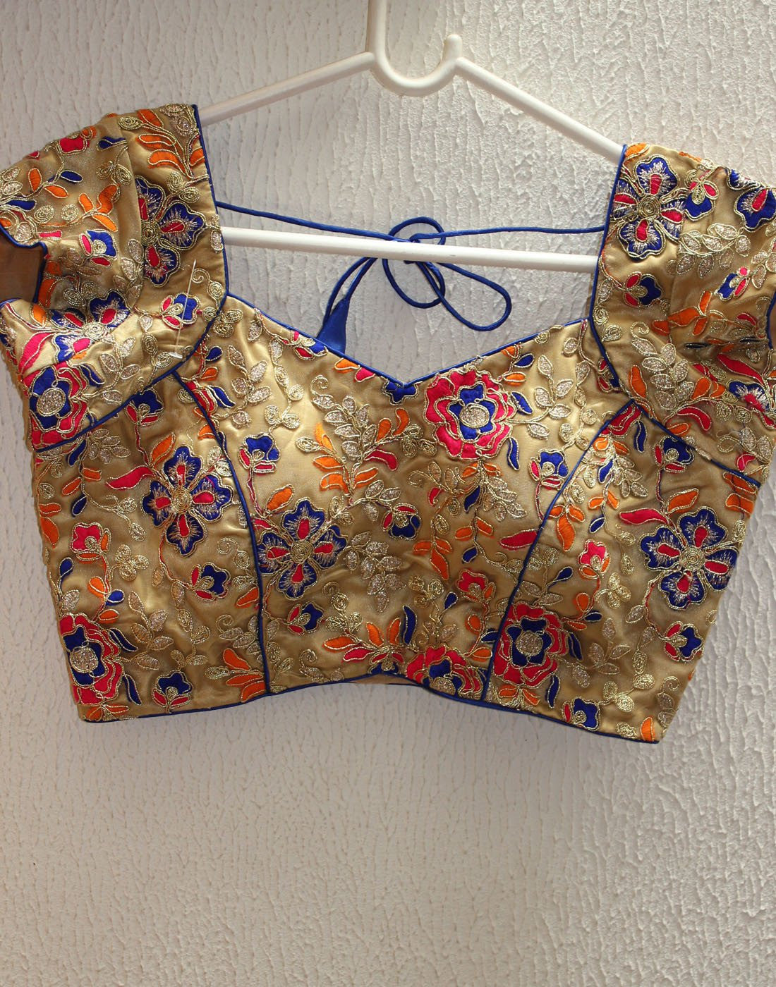 Gold Netted Blouse With Embroidery