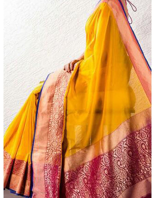 Yellow Banaras Handloom Saree