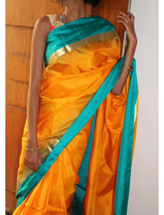 Yellow Bendex Silk Saree