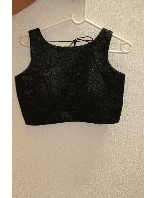 Black Sleeveless Netted Blouse