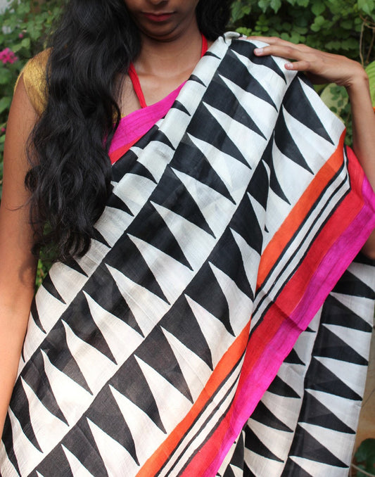 Block Handpainted Bishnupuri Silk Saree 