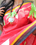 Radha-Krishna Handpainted Bishnupuri Silk Saree