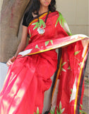 Radha-Krishna Handpainted Bishnupuri Silk Saree