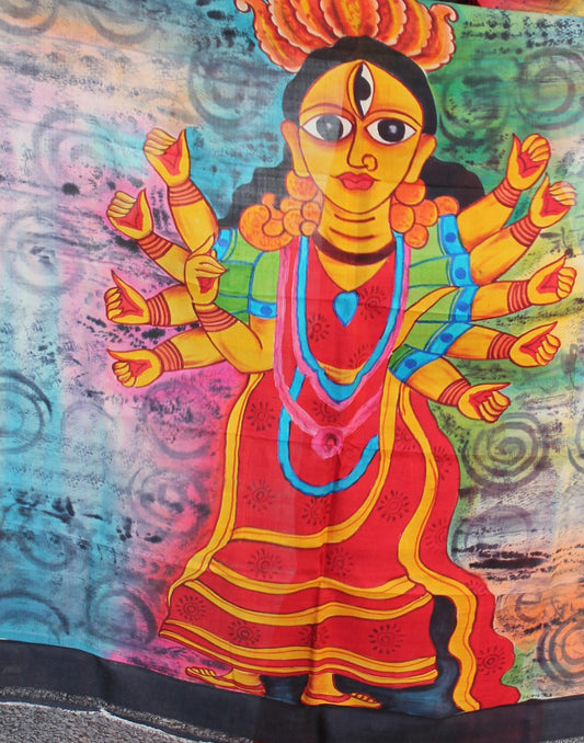 Durga Handpainted Bishnupuri Silk Saree