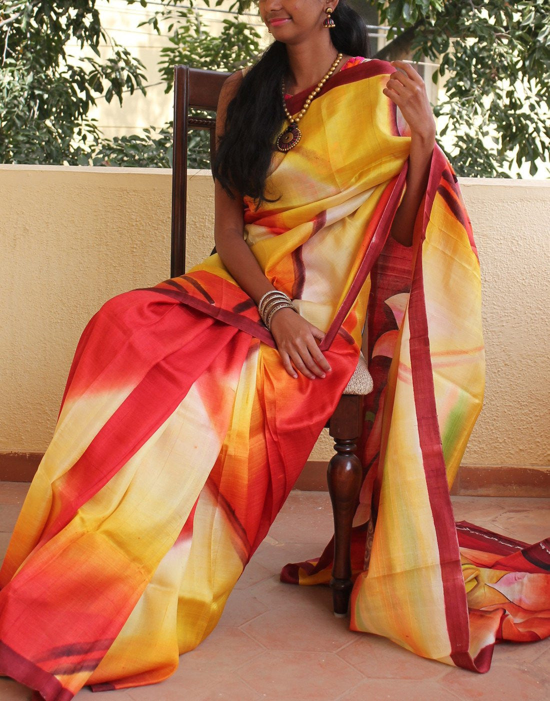 Budha Handpainted Bishnupuri Silk Saree