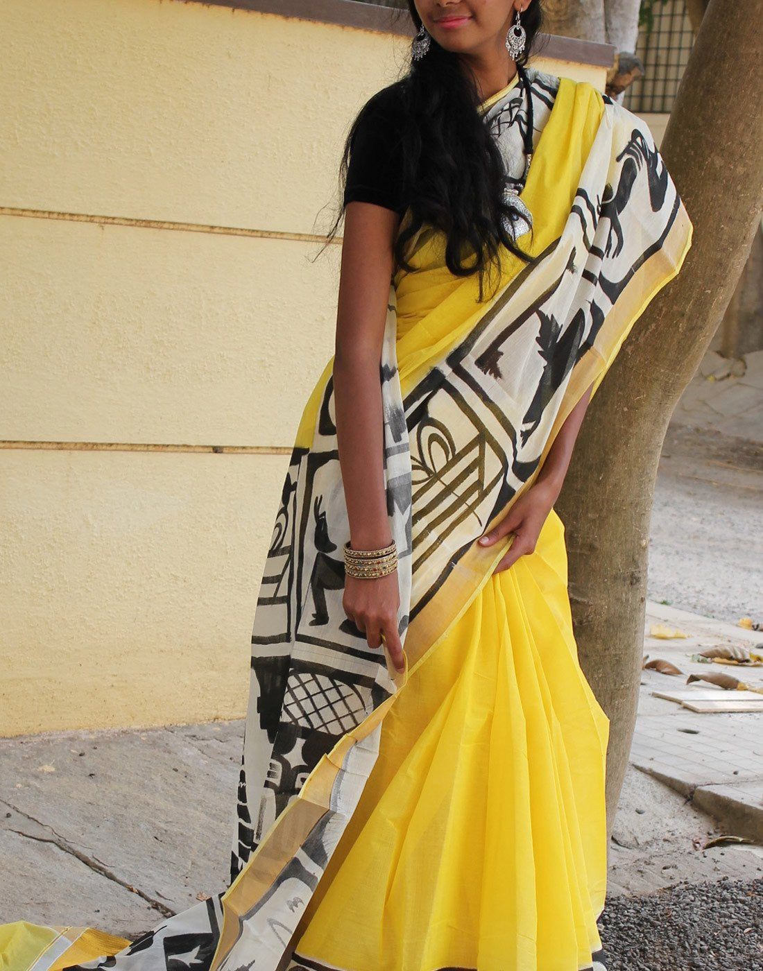 Kerala Kasavu  Handpainted Cotton Saree