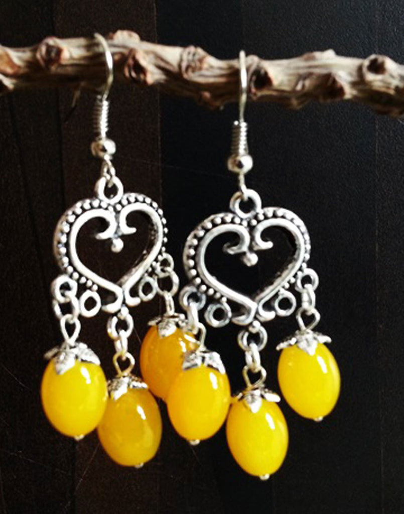Heart Yellow Beads Jumka