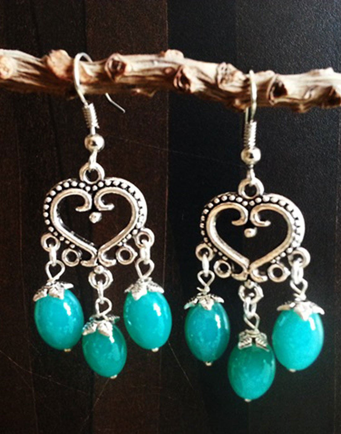 Heart Blue Beads Jumka