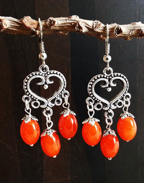 Heart Orange Beads Jumka
