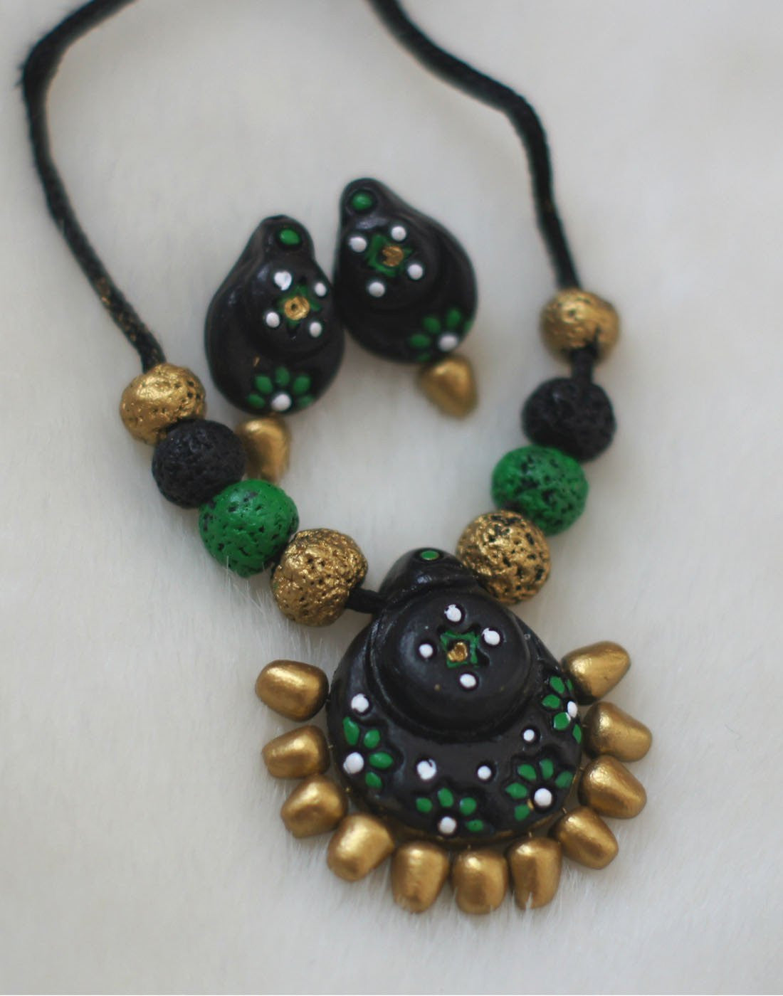 Handcrafted Terracotta necklace with Jhumkas