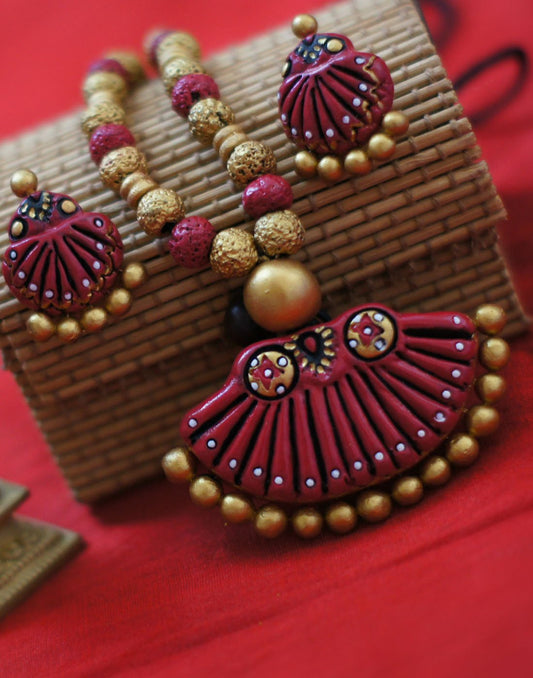 Handcrafted Terracotta necklace with Jhumkas